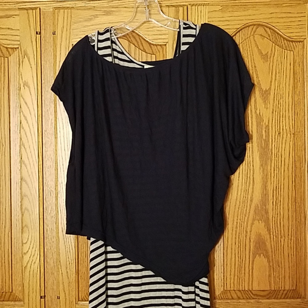 Anthropologie XL Navy Striped Maxi